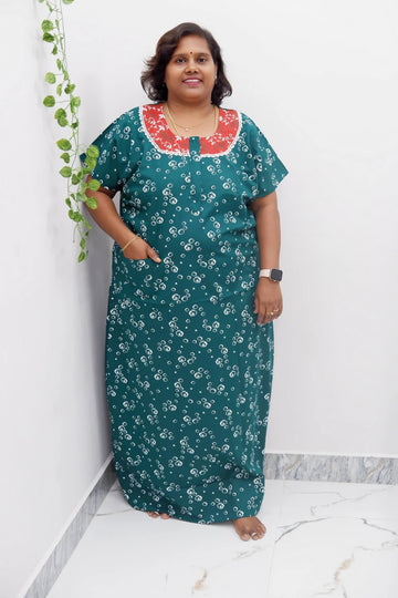 Floral Bliss Round Zip Cotton Nighty