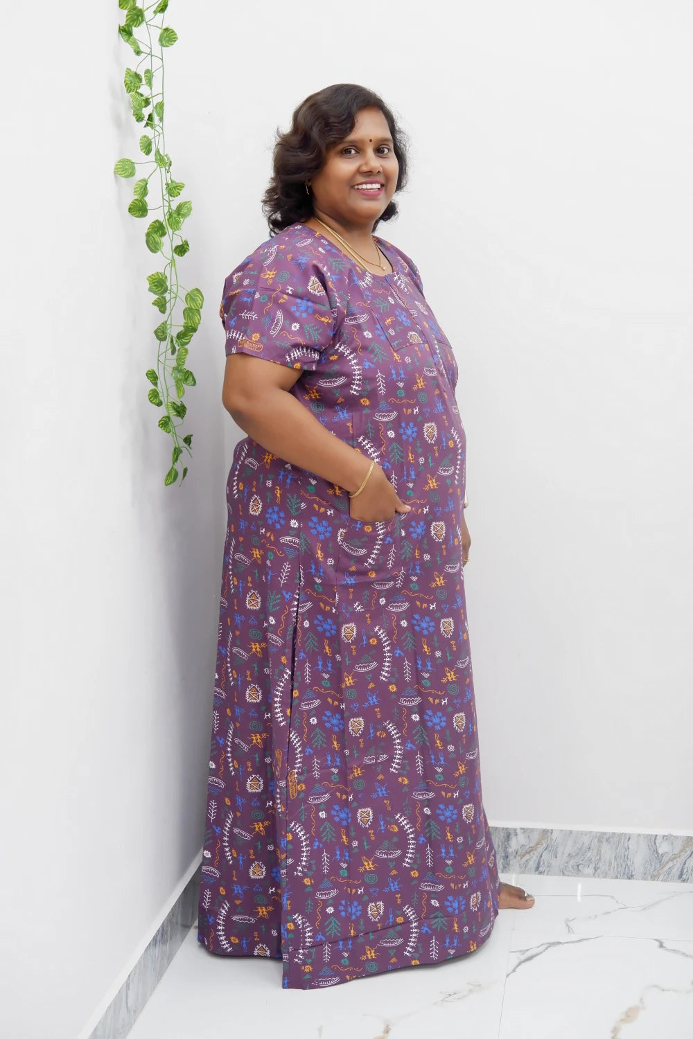 Elegant Zip-Front Pure Cotton Nighty