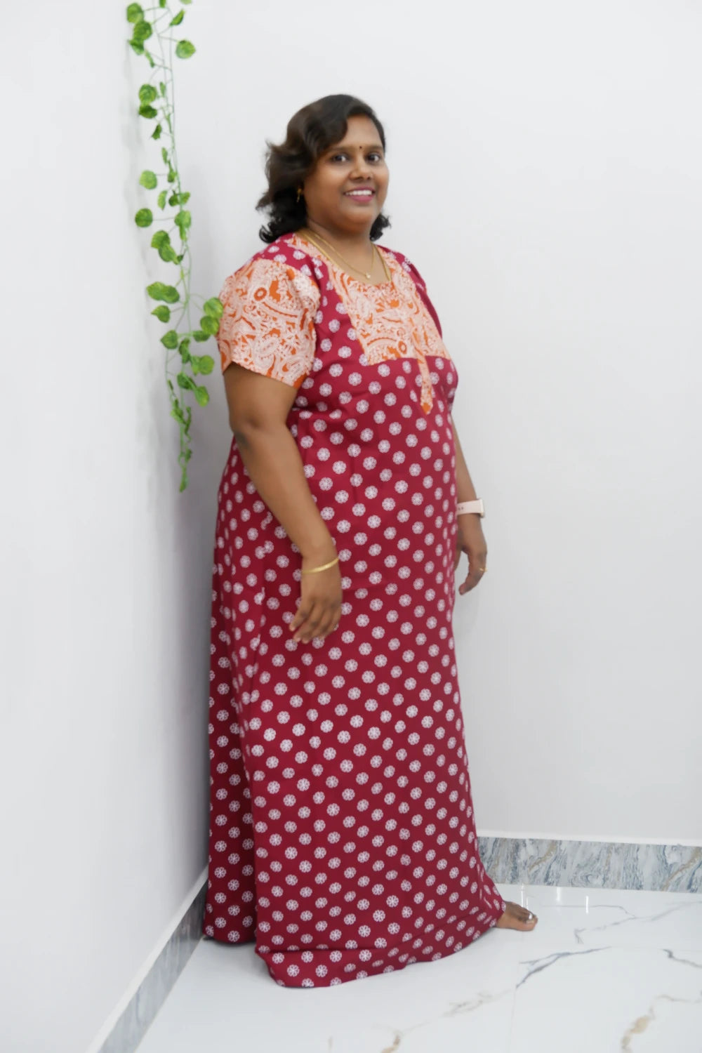 Elegant Zip-Front Pure Cotton Nighty
