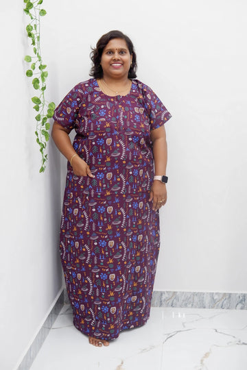 Elegant Zip-Front Pure Cotton Nighty
