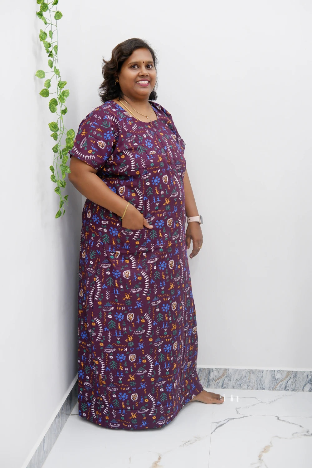 Elegant Zip-Front Pure Cotton Nighty