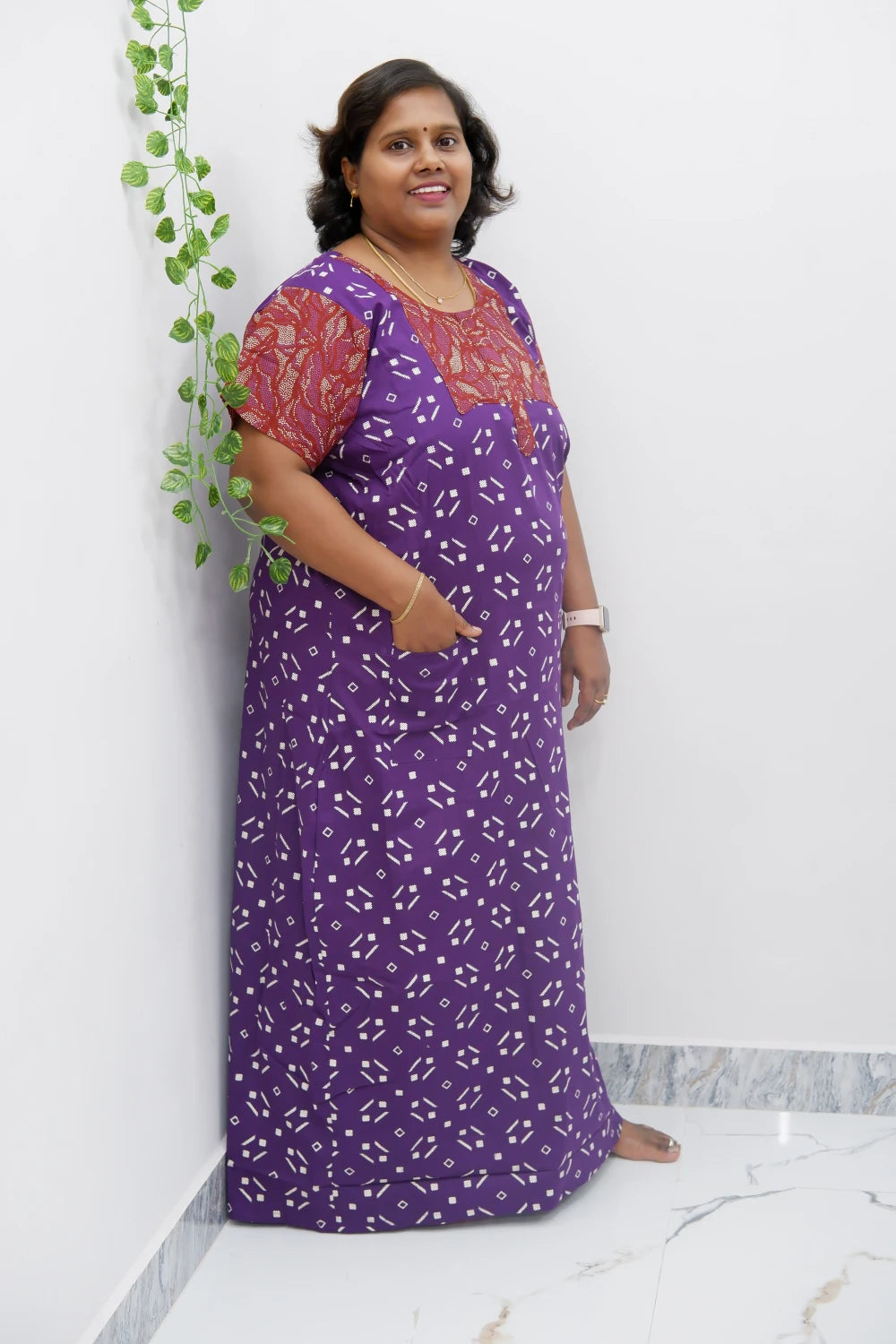Elegant Zip-Front Pure Cotton Nighty