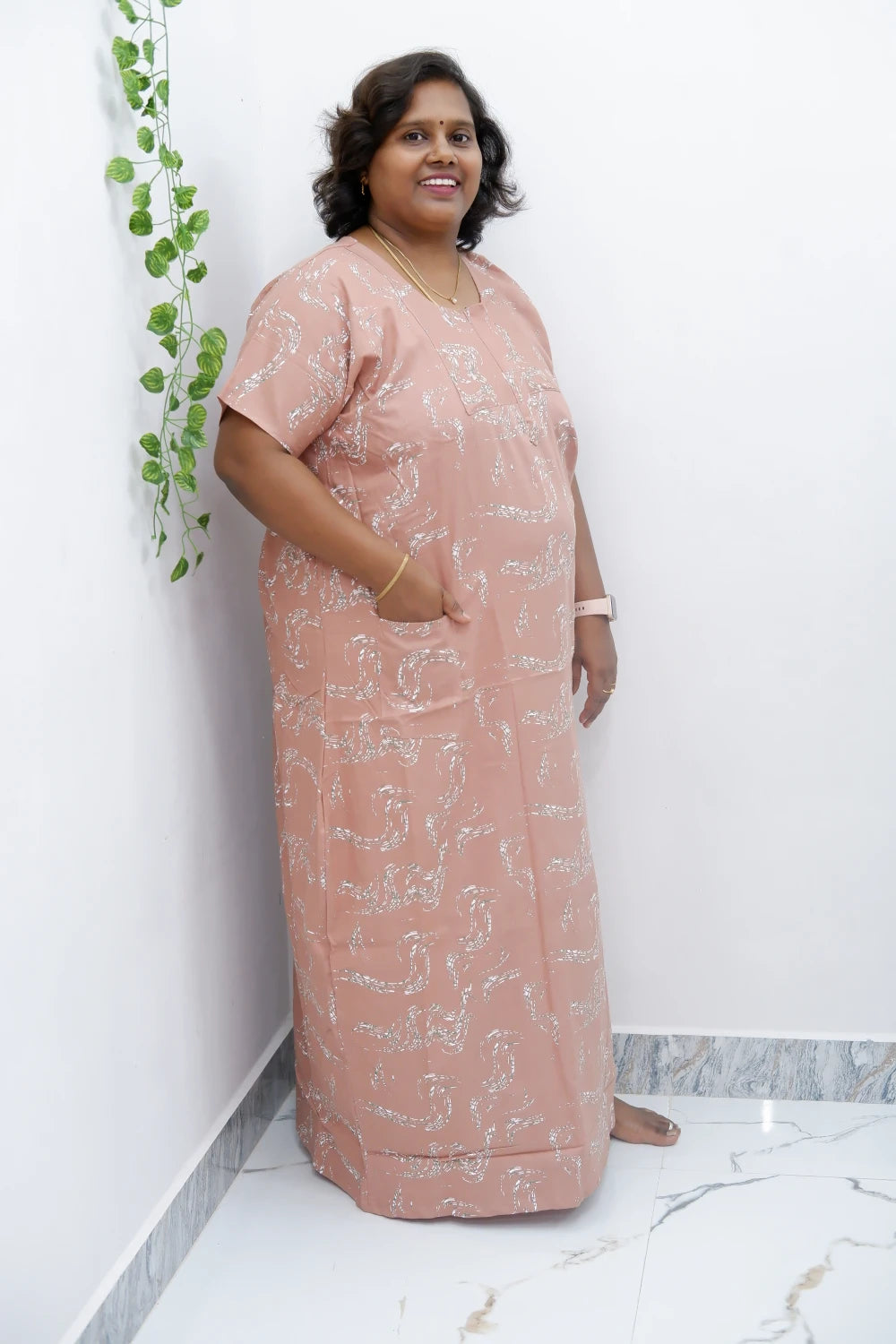 Elegant Zip-Front Pure Cotton Nighty