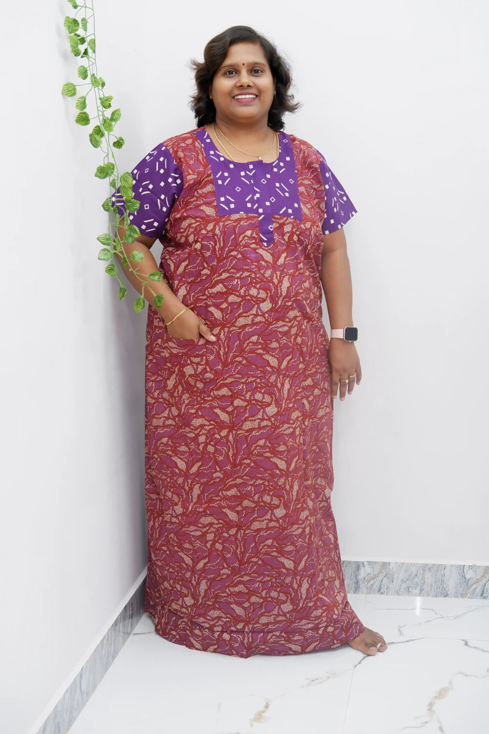 Elegant Zip-Front Pure Cotton Nighty