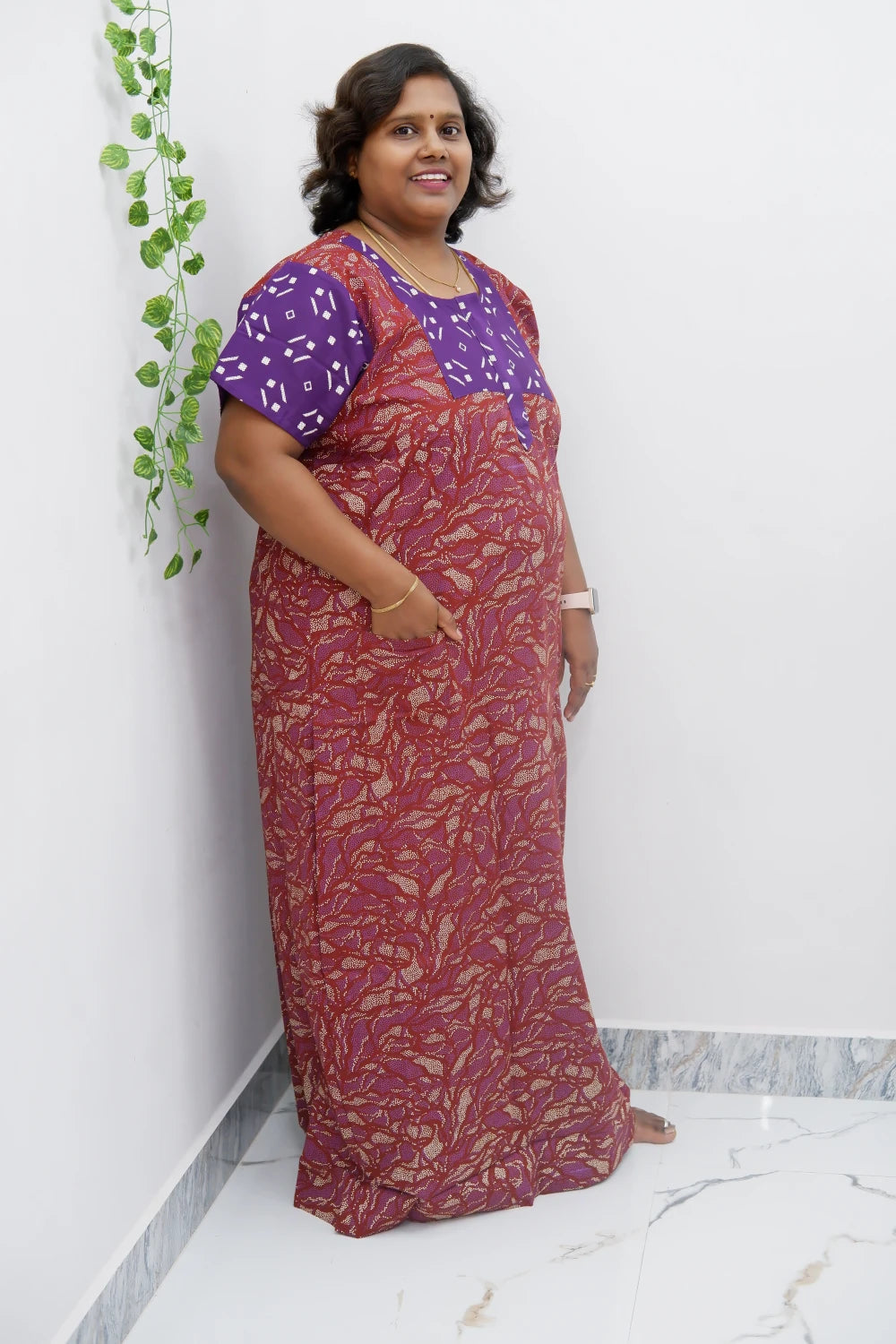 Elegant Zip-Front Pure Cotton Nighty