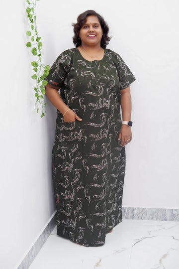 Elegant Zip-Front Pure Cotton Nighty