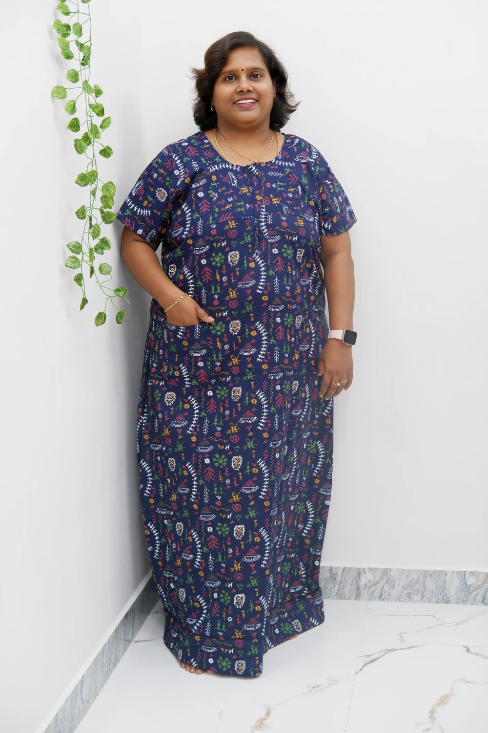 Elegant Zip-Front Pure Cotton Nighty