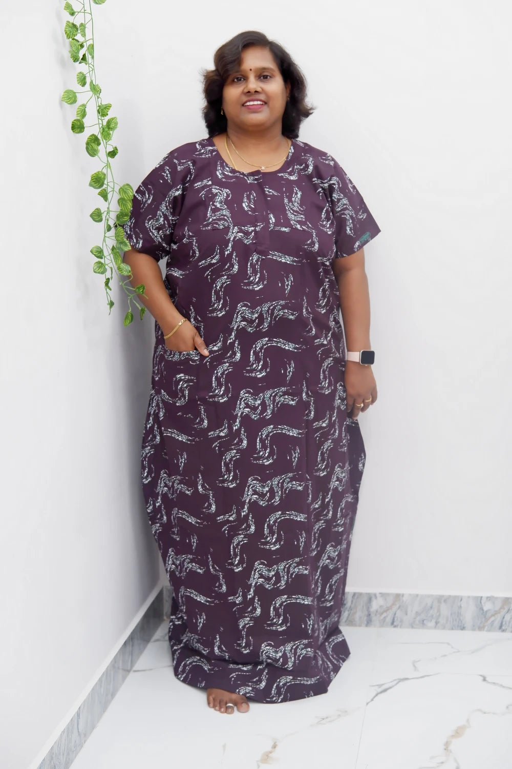 Elegant Zip-Front Pure Cotton Nighty