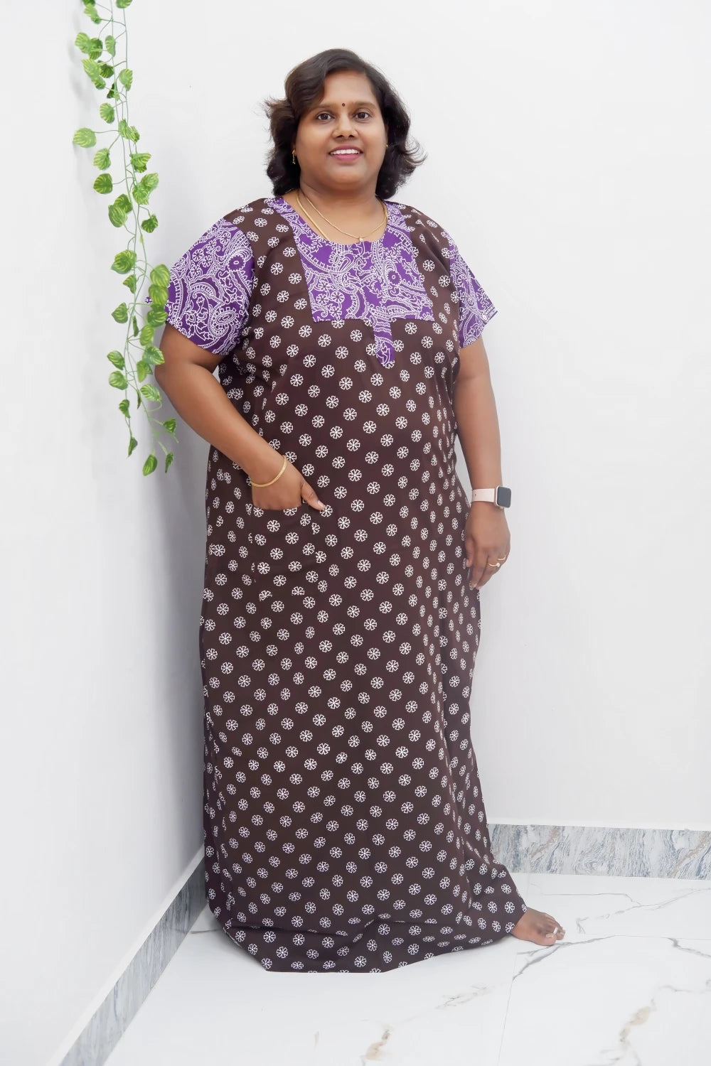 Elegant Zip-Front Pure Cotton Nighty