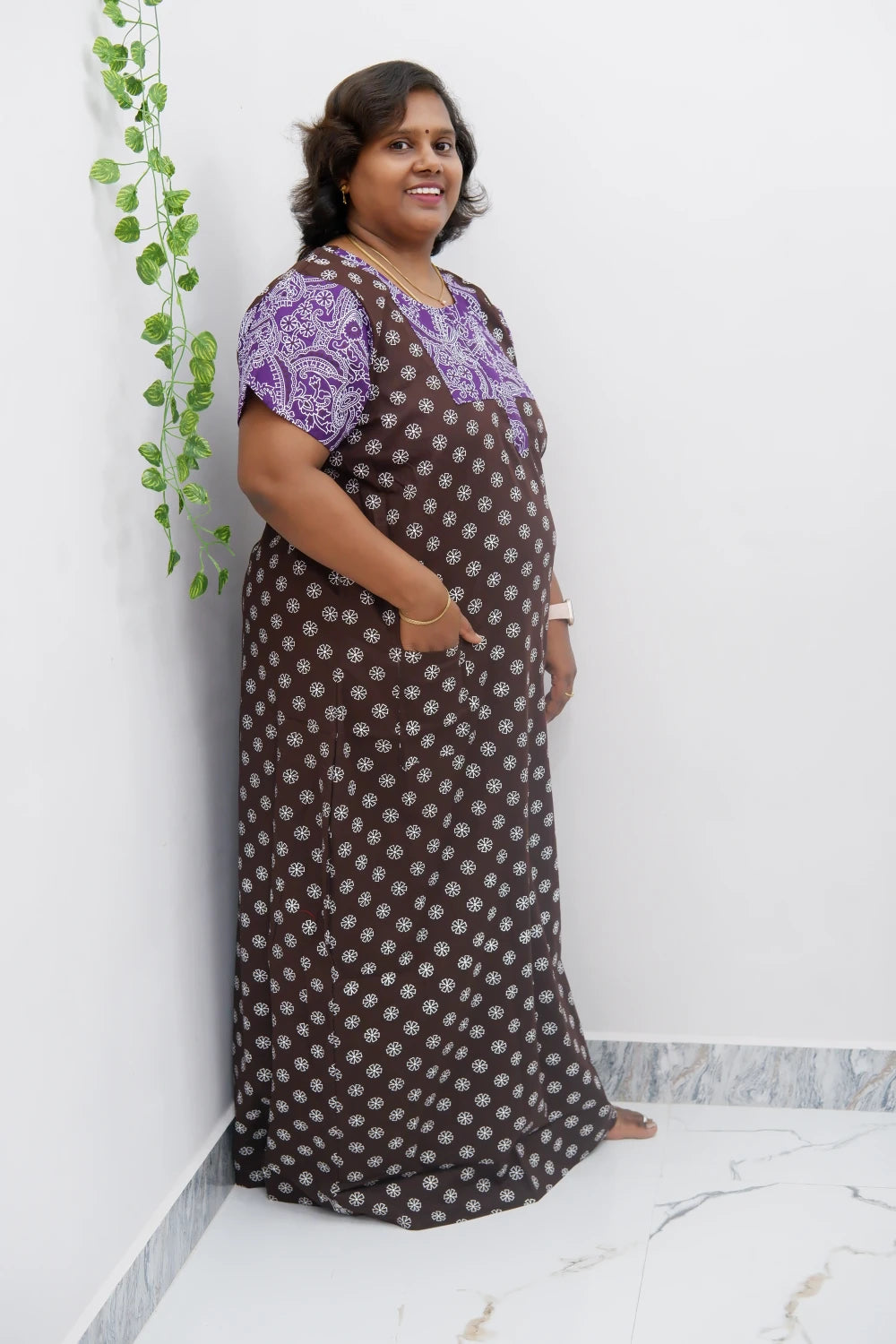 Elegant Zip-Front Pure Cotton Nighty