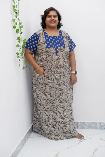 Elegant Zip-Front Pure Cotton Nighty