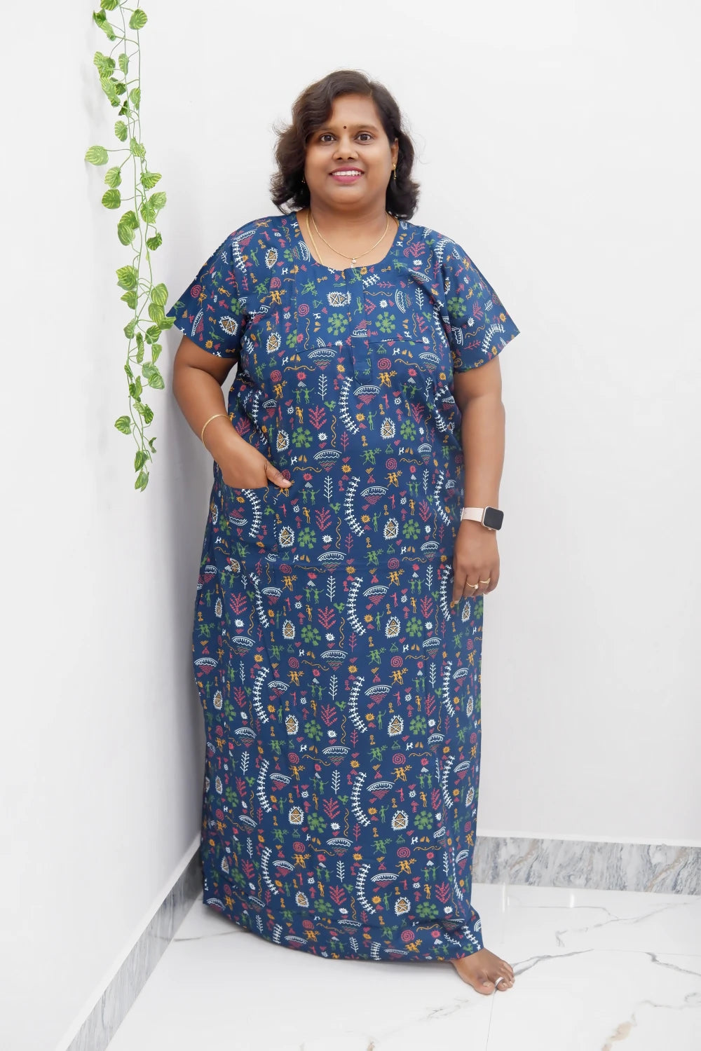 Elegant Zip-Front Pure Cotton Nighty