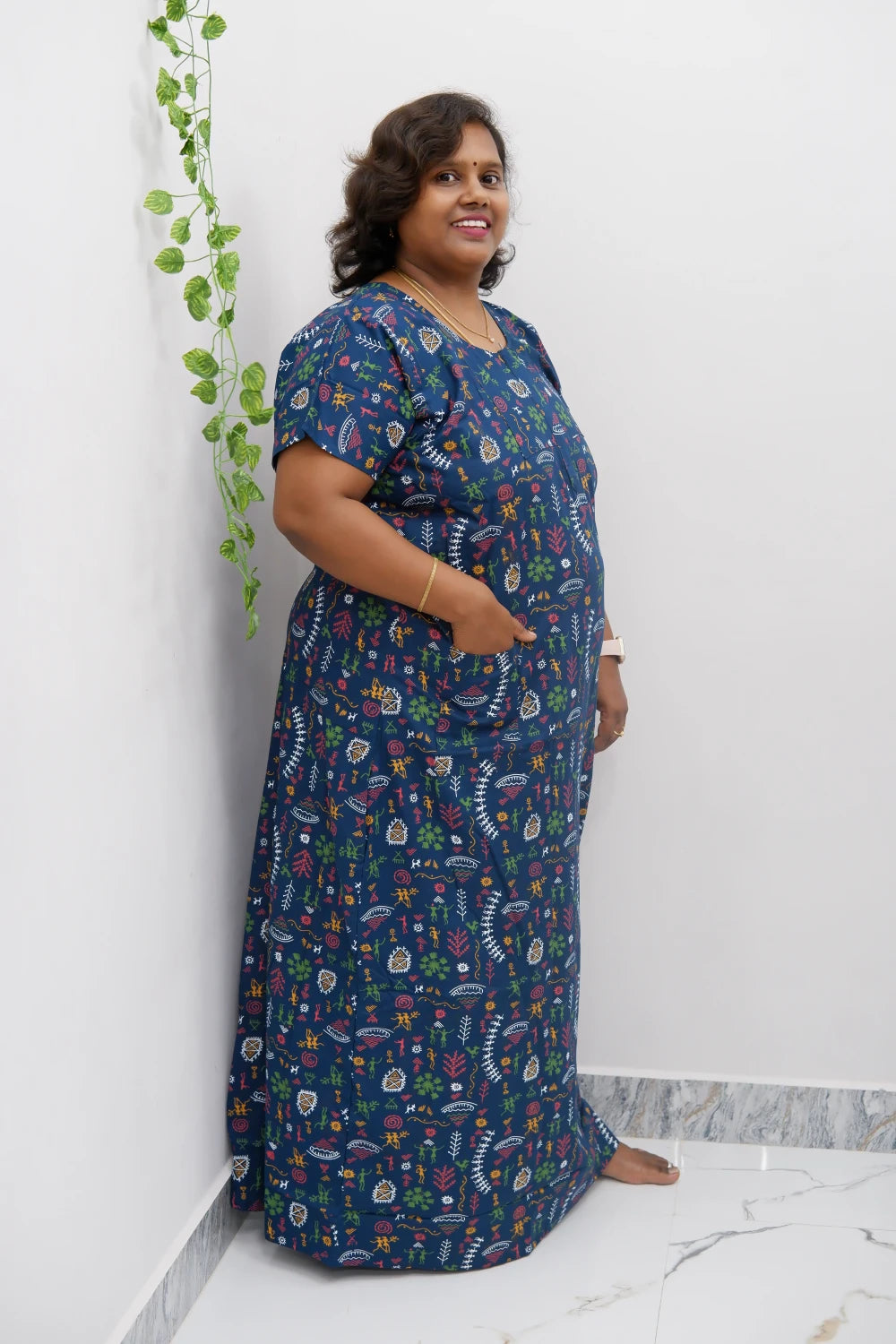 Elegant Zip-Front Pure Cotton Nighty