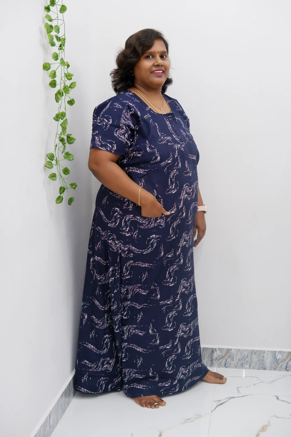 Elegant Zip-Front Pure Cotton Nighty