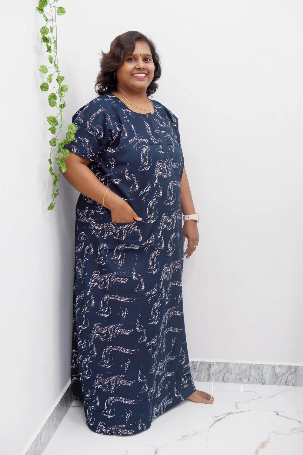Elegant Zip-Front Pure Cotton Nighty