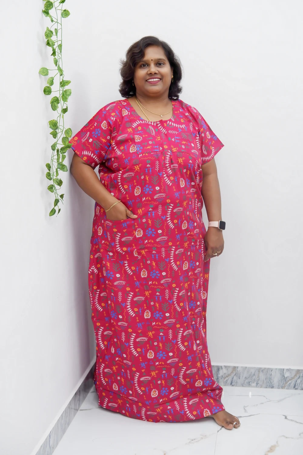 Elegant Zip-Front Pure Cotton Nighty