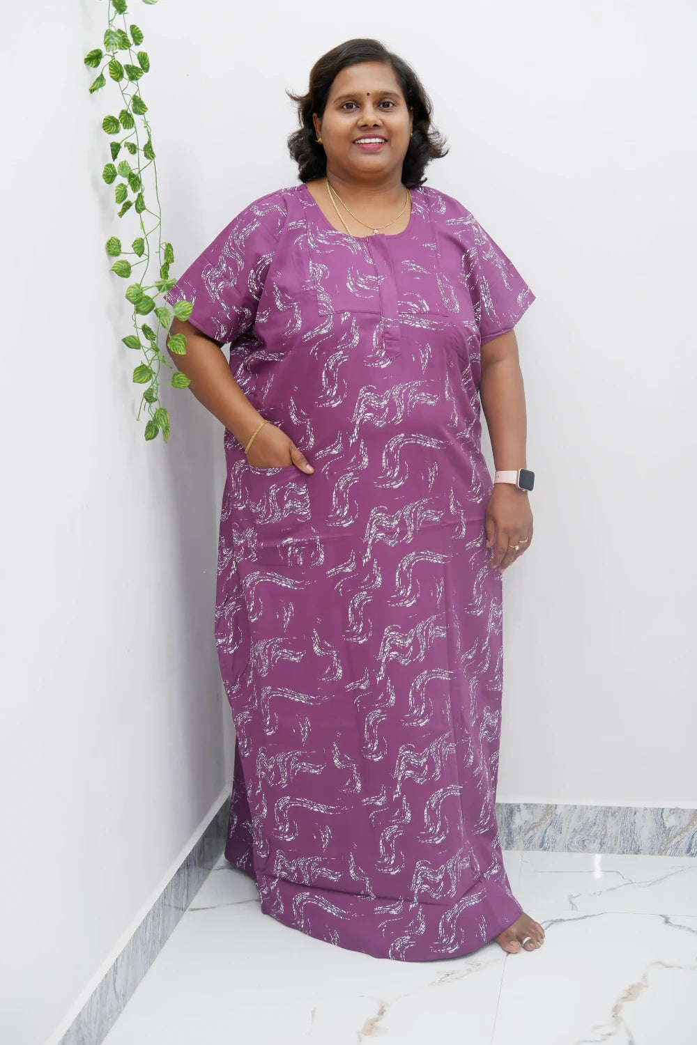 Elegant Zip-Front Pure Cotton Nighty