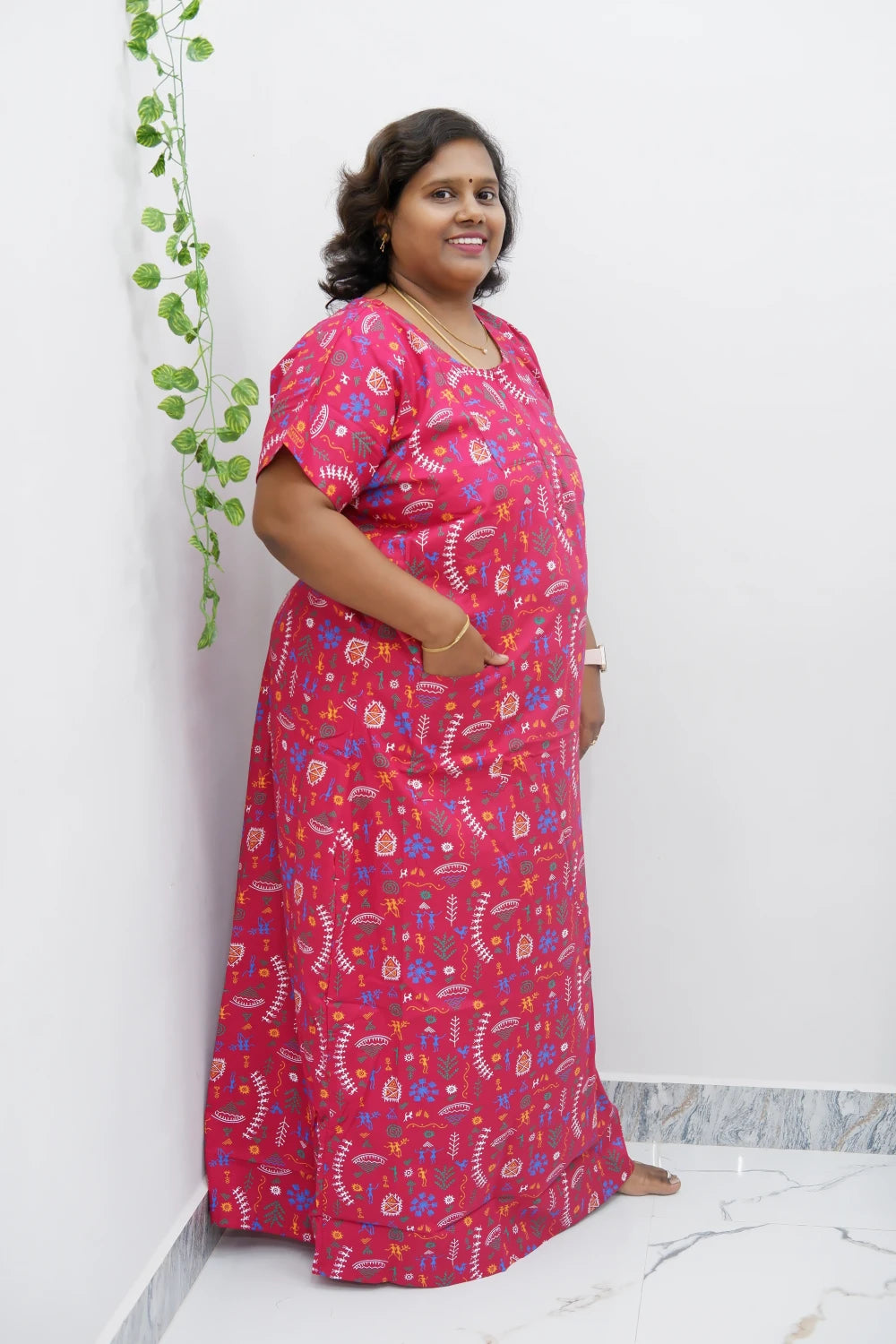 Elegant Zip-Front Pure Cotton Nighty