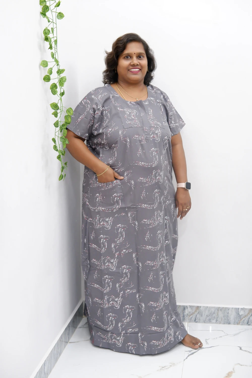 Elegant Zip-Front Pure Cotton Nighty