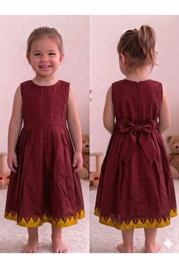 Raw Silk Cotton Sleeveless Frock For Kids