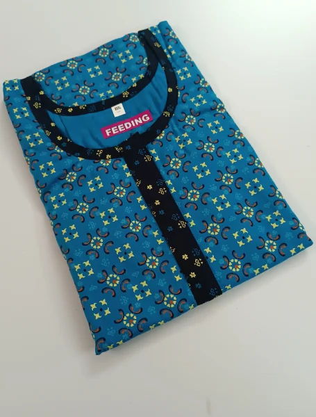 Easy Access Long Zip Feeding Cotton Nighty