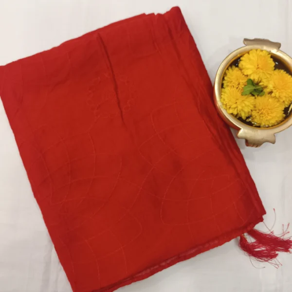 SOLID CHANDERI SILK COTTON SHAWL WITH SEQUENCE