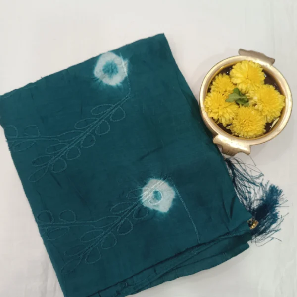 BANDHINI CHANDERI SILK COTTON SHAWL WITH SEQUENCE