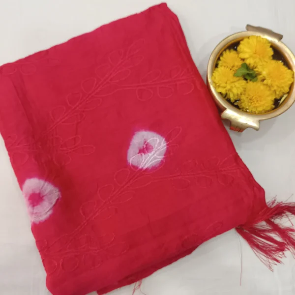 BANDHINI CHANDERI SILK COTTON SHAWL WITH SEQUENCE
