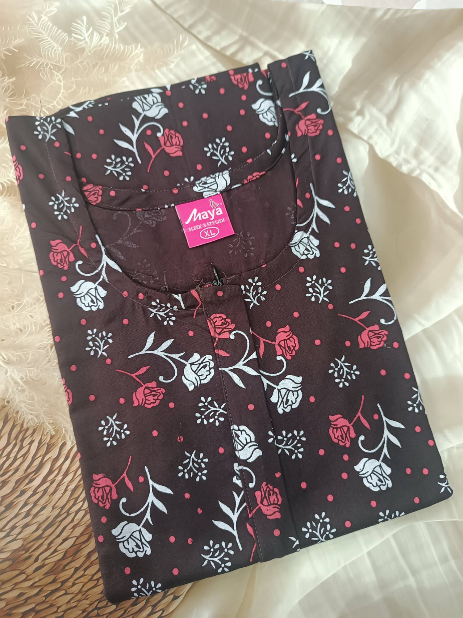 Easy Access Long Zip Feeding Cotton Nighty