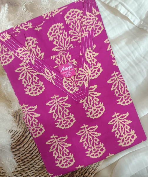 Handloom Heritage: Stylish Cotton Side Open Kurti (Half Sleeve)