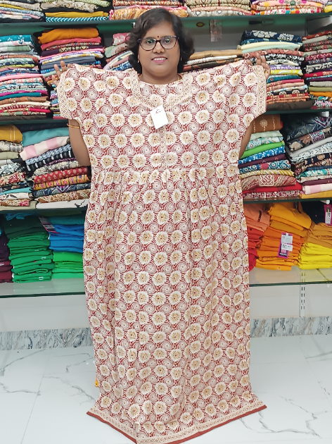 Jyothi Cotton Plus Size Zip Breeze Nighty