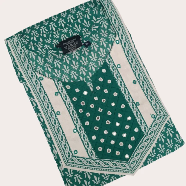 Jyothi Mirror Embellished Cotton A-Line Nighty with Side Pocket