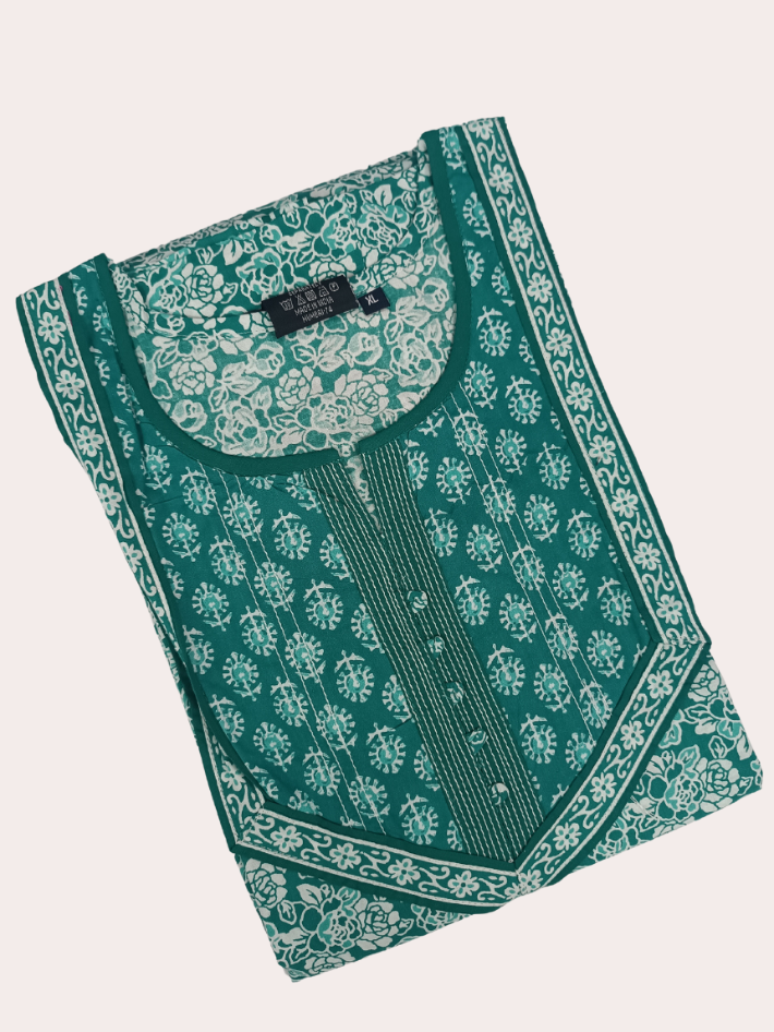 Jyothi Mirror Embellished Cotton A-Line Nighty with Side Pocket