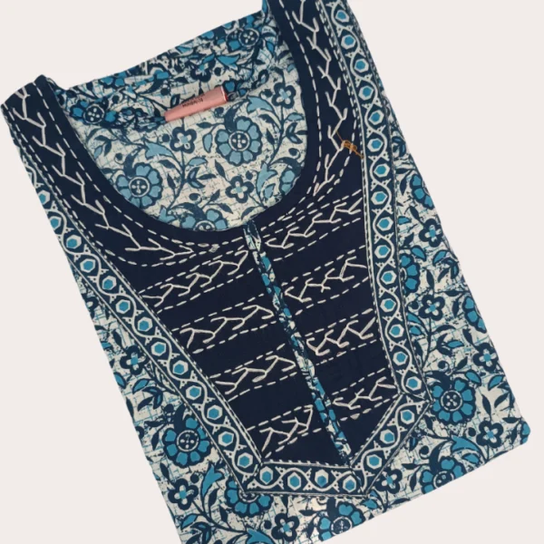 Jyothi Mirror Embellished Cotton A-Line Nighty with Side Pocket