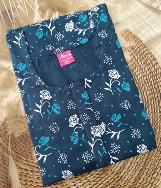 Easy Access Long Zip Feeding Cotton Nighty