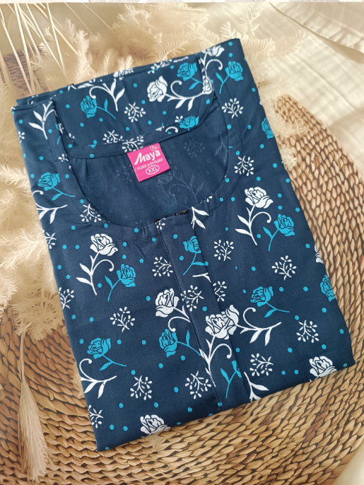 Easy Access Long Zip Feeding Cotton Nighty