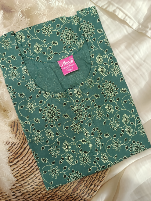 Easy Access Long Zip Feeding Cotton Nighty