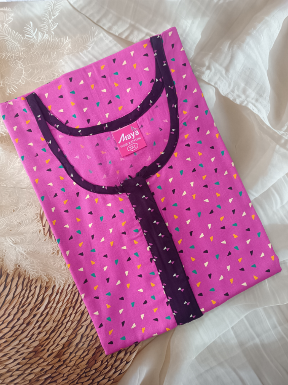 Easy Access Long Zip Feeding Cotton Nighty