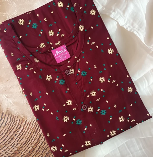 Full-Open Cotton Nighty with Front Buttons - Soft & Comfortable Loungewear
