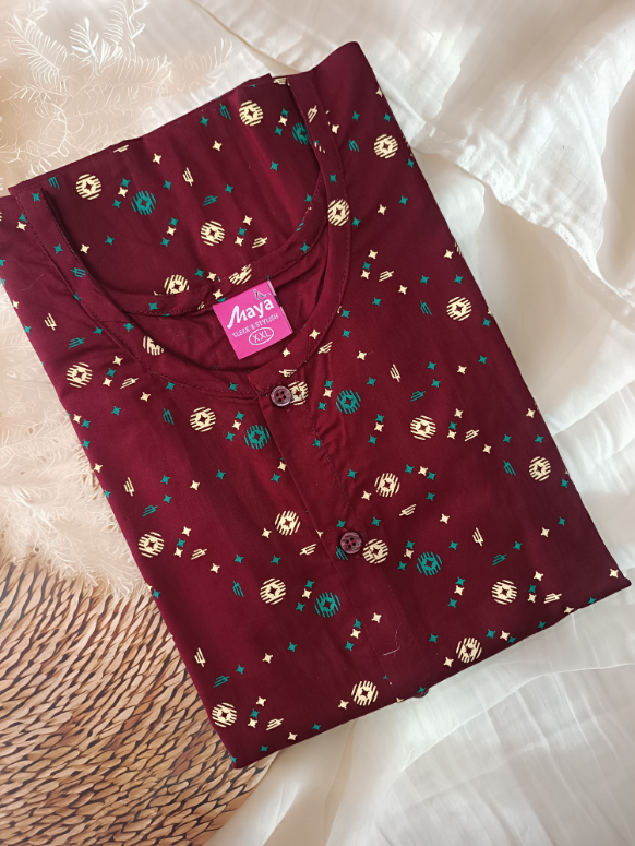 Full-Open Cotton Nighty with Front Buttons - Soft & Comfortable Loungewear