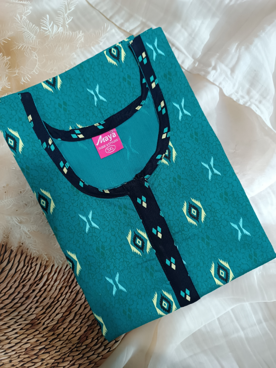 Easy Access Long Zip Feeding Cotton Nighty