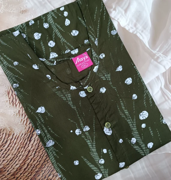 Full-Open Cotton Nighty with Front Buttons - Soft & Comfortable Loungewear