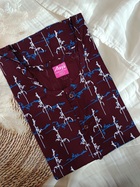 Full-Open Cotton Nighty with Front Buttons - Soft & Comfortable Loungewear