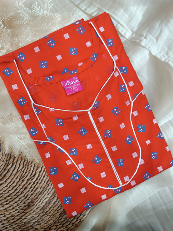 Timeless Elegance Graceful Piping Cotton Night
