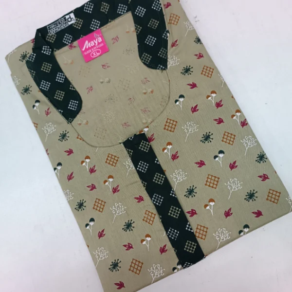 Chic Elite Collar Cotton Nighty with a Zip Closure