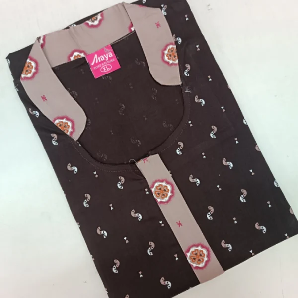 Chic Elite Collar Cotton Nighty with a Zip Closure