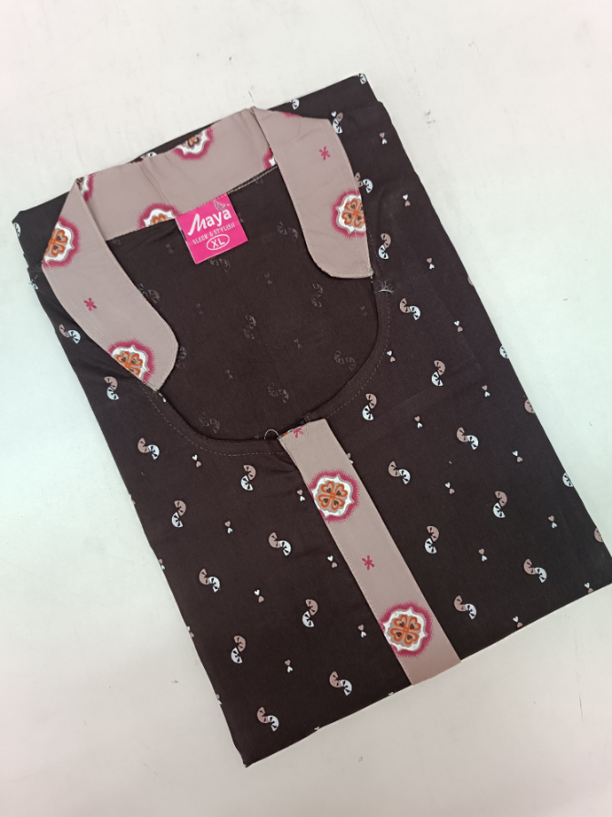 Chic Elite Collar Cotton Nighty with a Zip Closure