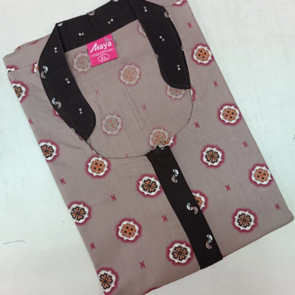 Chic Elite Collar Cotton Nighty with a Zip Closure