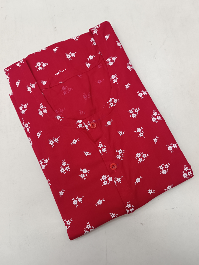 Full-Open Cotton Nighty with Front Buttons - Soft & Comfortable Loungewear